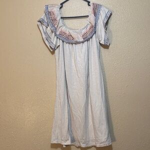 Chelsea & Violet White Midi Dress with Pink and Blue Accents